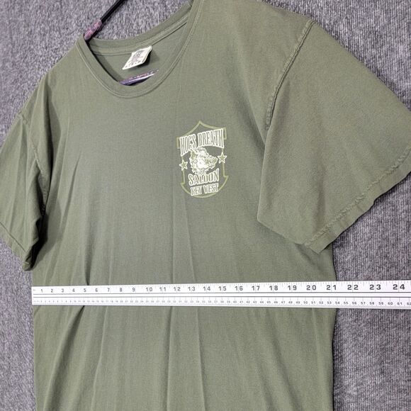 Hogs Breath Saloon Key West FL T-Shirt Mens L Green Support Our Troops Biker Tee - Picture 8 of 11